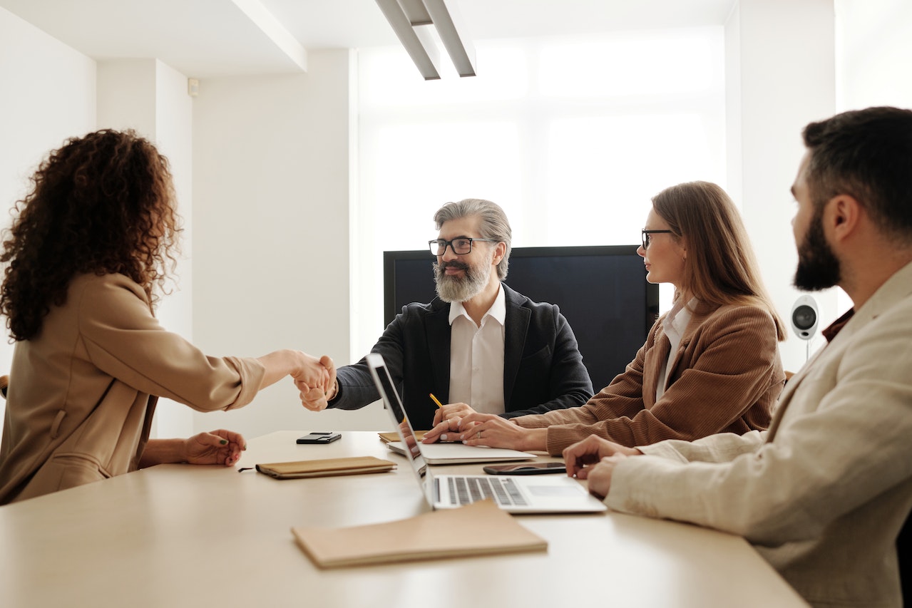 Technology consulting team collaborating in an office